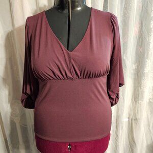 #182 Torrid Size 1 XL Maroon/Burgandy ¾” sleeve top
